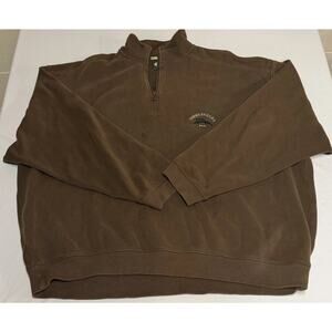 Tommy Bahama Relax Sweater Mens 2XL Brown Quarter Zip Pullover Cotton Casual